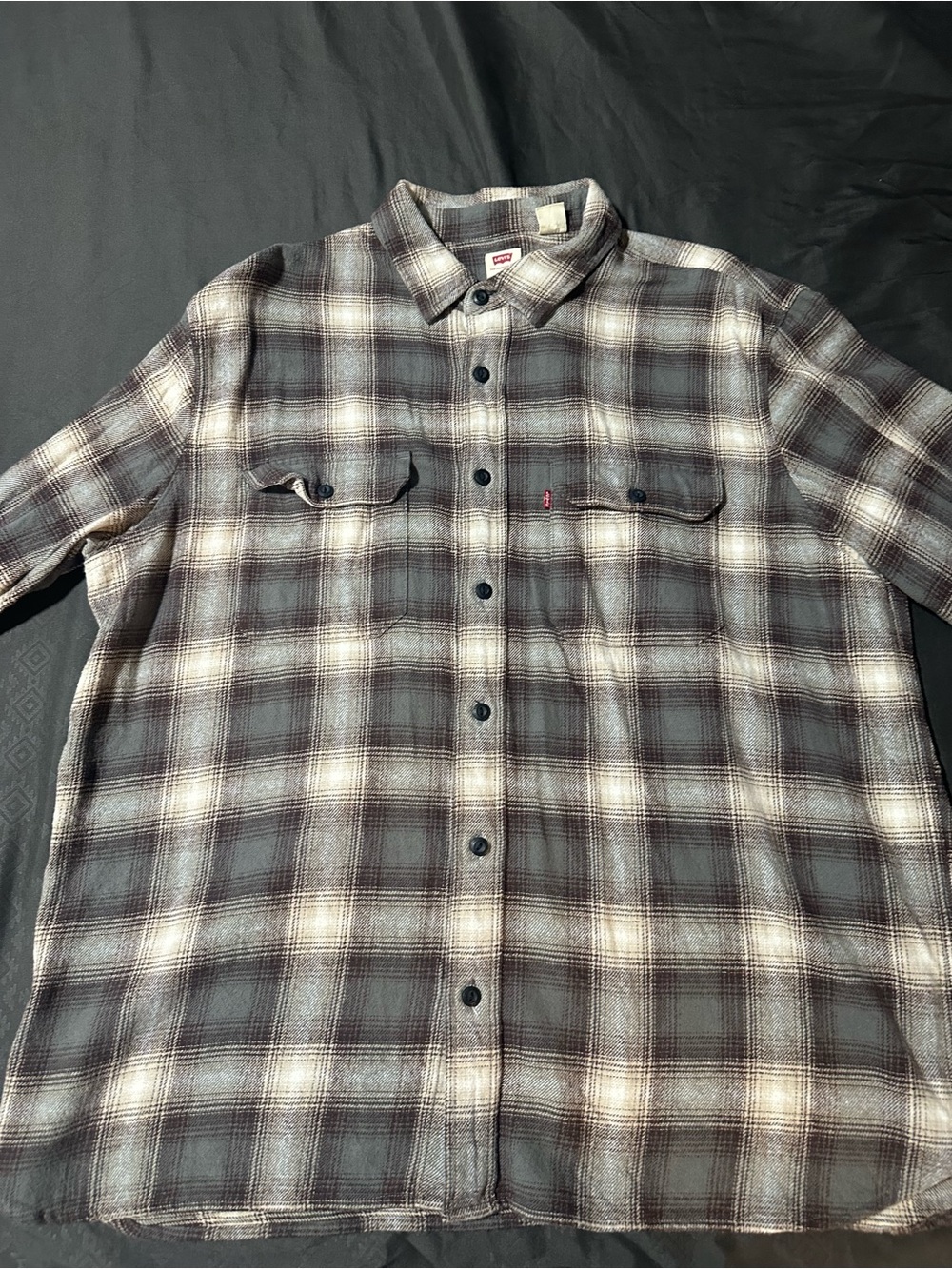 Levi's Brown and Gray Plaid Button-Down Shirt